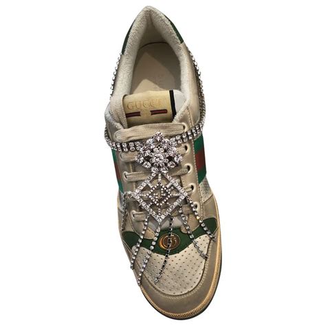 gucci dirty sneakers with crystals|gucci bedazzled sneakers.